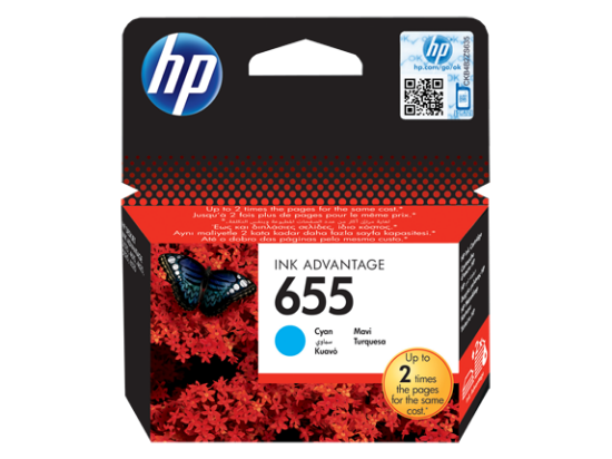 HP 655 Cyan Original Ink Advantage Cartridge CZ110AE