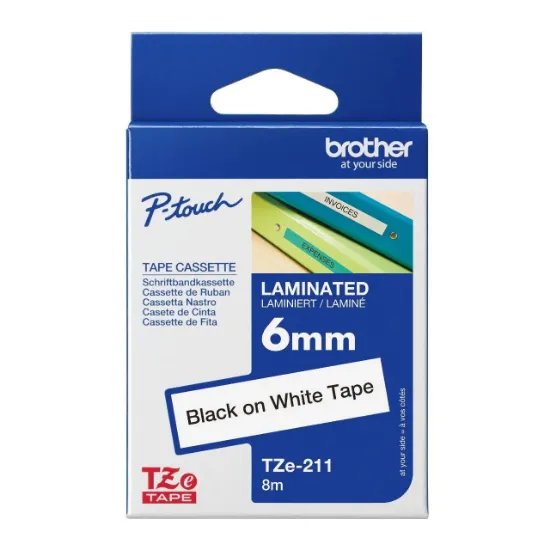 Picture of Genuine Brother TZe-211 Labelling Tape Cassette – Black on White, 6mm
