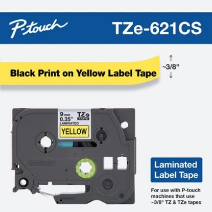 Picture of Brother TZE621CS 9mm-Black on Yellow tape for P-Touch