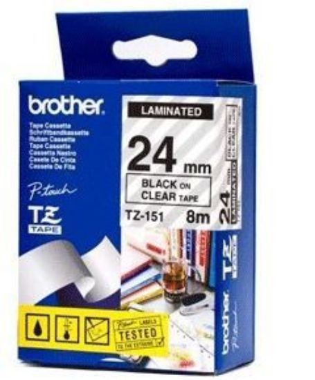 Picture of Brother TZe151 Black Print on Clear Laminated Label Tape