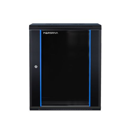 صورة خزانة شبكات جداري Marsriva WS6615 600×600 مم بارتفاع 15U مع رف واحد ومروحة واحدة