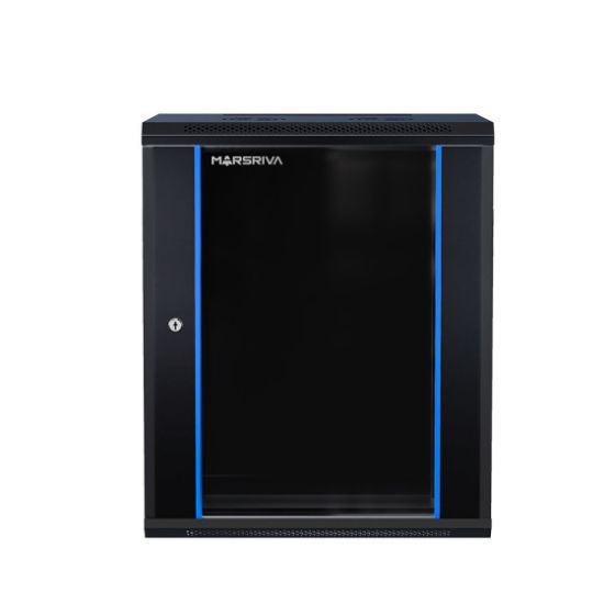 صورة خزانة شبكات جداري Marsriva WS6615 600×600 مم بارتفاع 15U مع رف واحد ومروحة واحدة