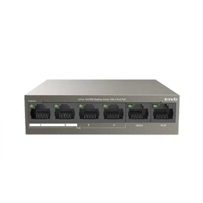 صورة TENDA TEF1106P-4-63W 6-Port 10/100M Desktop Switch with 4-Port PoE - Network Switch