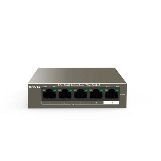 صورة TENDA TEG1105P-4-63W 5-Port Gigabit Desktop Switch with 4-Port PoE - Network Switch
