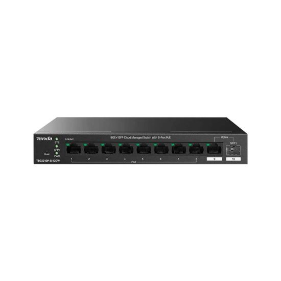 صورة TENDA TEG2210P-8-120W 9GE+1SFP Cloud Managed PoE Switch - Network Switch