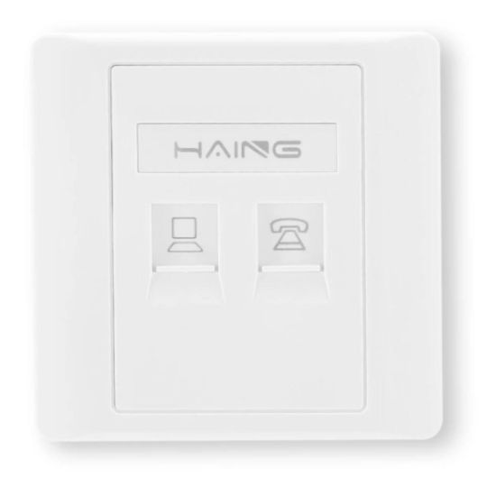 صورة HI-WP01-2P HAING HI-WP01 RJ45 Dual Port Faceplate 8.6x8.6cm with PP BAG
