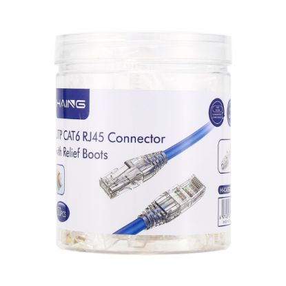 Picture of HAING HI-CAT6-URB UTP CAT6 RJ45 Connector with Relief Boots 50 Pcs