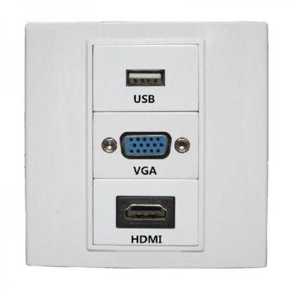 صورة FACE-CON-2P VGA HDMI USB Multimedia Faceplate Wall Plate
