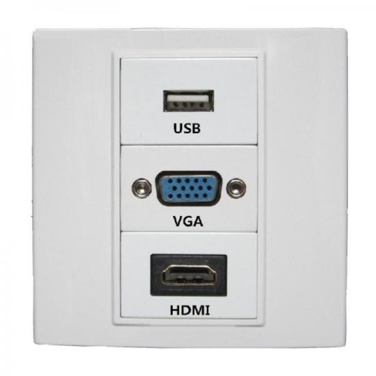 صورة FACE-CON-2P VGA HDMI USB Multimedia Faceplate Wall Plate