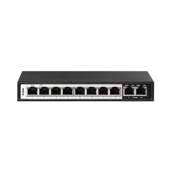 صورة D-Link DES-F1010P-E 10-Port 10/100 Long Range PoE+ Surveillance Switch EU Plug