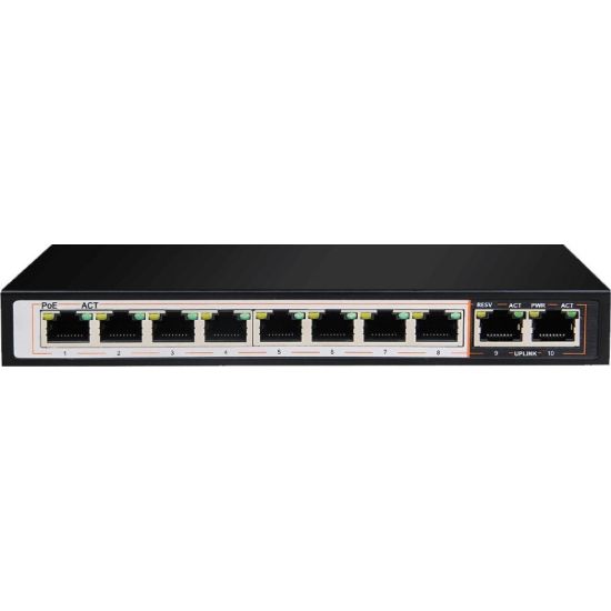 صورة DGS-F1010P-E/E D-Link DGS-F1010P-E 8GE PoE+ 2GE Uplink 250m PoE Switch-EU Plug