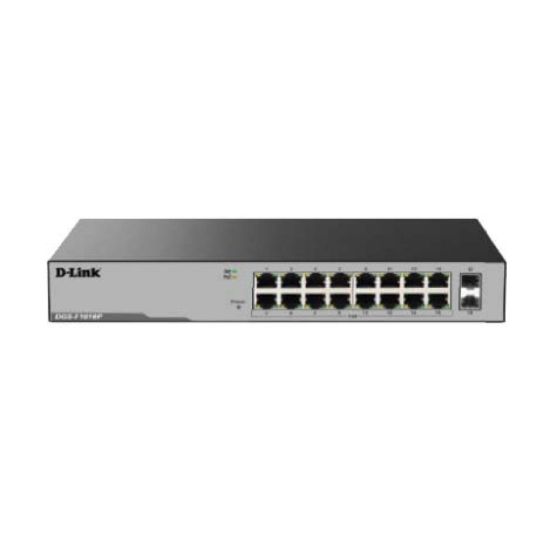 صورة D-Link DGS-F1016P 16 Port Gigabit Unmanaged POE Switch with 2 SFP ports 250 watts