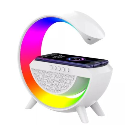 صورة سماعة LED لاسلكية مع شحن لاسلكي بلوتوث وإضاءة LED بـ7 ألوان