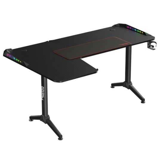 Picture of Twisted Minds WARRIOR L-Shaped RGB Gaming Desk -Left - Black