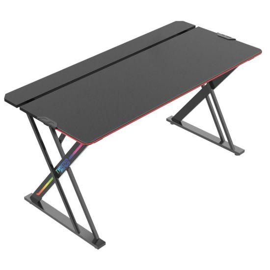 Picture of Twisted Minds X-Shaped RGB Gaming Desk – Carbon Fiber Surface