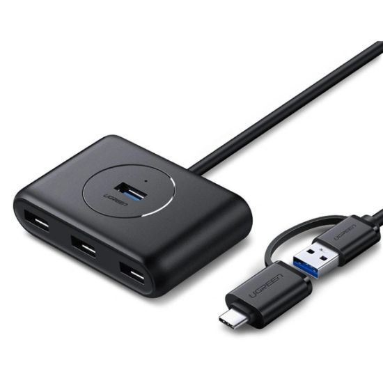 صورة UGREEN 40850 موزع USB Hub بأربع منافذ USB 3.0 – كابل USB-A وUSB-C بطول 1 متر