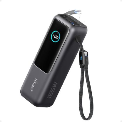 Picture of Anker Power Bank 25K 165W – Built-In Retractable Cables, Multi-Device Charging – Black