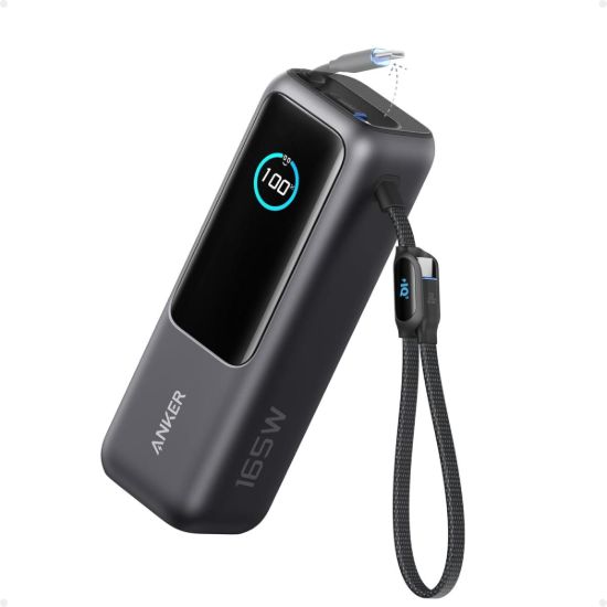 Picture of Anker Power Bank 25K 165W – Built-In Retractable Cables, Multi-Device Charging – Black