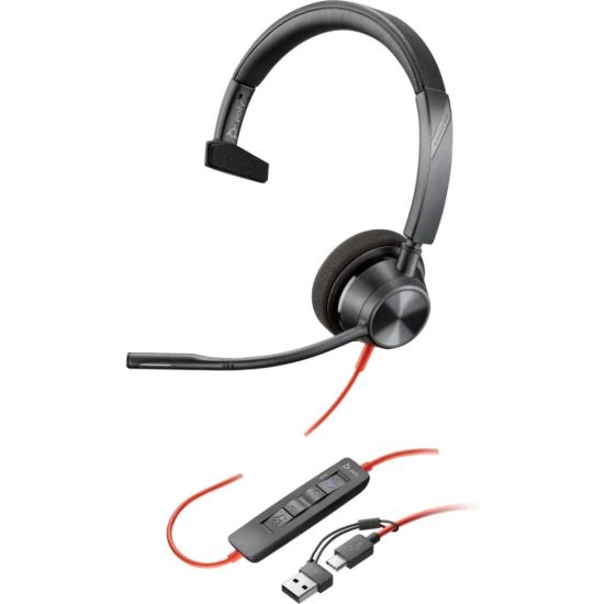Picture of Poly Blackwire 3310 Wired USB Type-A & Wired USB Type-C One-Ear Boom Mic Noise & Echo Reduction