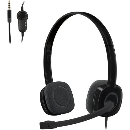 Picture of Logitech H151 Wired Headset Analog Stereo Headphones with Rotating Mic - Black
