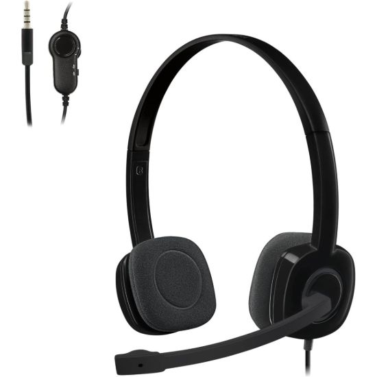 Picture of Logitech H151 Wired Headset Analog Stereo Headphones with Rotating Mic - Black