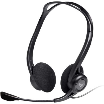 Picture of Logitech 960 USB Noise-Cancelling Stereo Headset with Mute Button - Black
