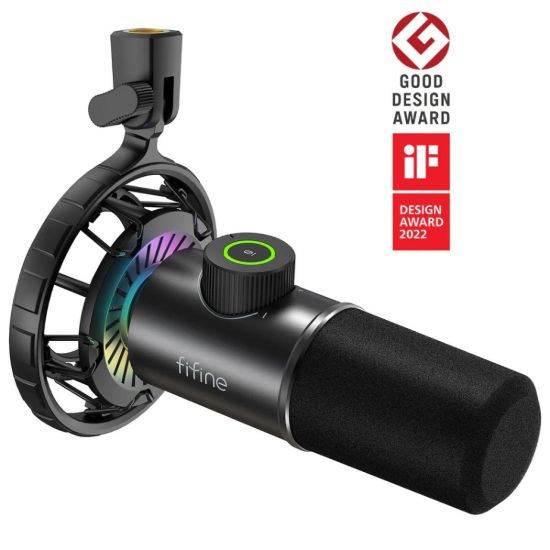 Picture of FIFINE K658 USB Dynamic Cardioid Microphone with Live Monitoring, Gain Control & Mute Button