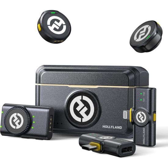 Picture of Hollyland LARK M2 COMBO 2-Person Wireless Universal Microphone System - Shine Charcoal