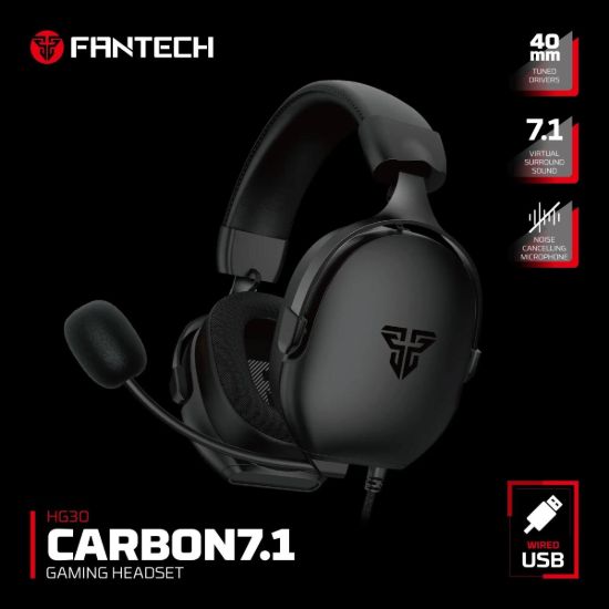 Picture of Fantech HG30 7.1 Virtual Surround USB Wired Gaming Headset with Noise Cancelling Mic - Black