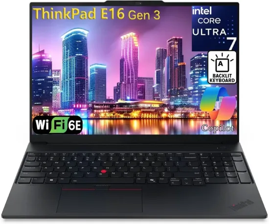 صورة لابتوب أعمال لينوفو ثينك باد E16 الجيل الثالث AI - معالج Intel Core Ultra 7 255H بـ 16 نواة - كرت رسوميات Intel Arc مدمج - شاشة 16 بوصة WUXGA IPS FHD+