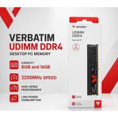 صورة ذاكرة رام Verbatim بسعة 8GB DDR4 بسرعة 3200MHz لأجهزة الكمبيوتر المكتبية