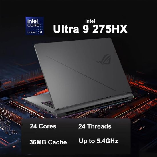 صورة لابتوب قيمنق أسوس ROG Strix G18 AI/3D (نسخة مخصصة) - معالج Intel Core Ultra 9 275HX بـ 24 نواة، كرت شاشة NVIDIA RTX 5070 Ti بذاكرة 12GB DDR7 وقدرة 140W، رام 32GB DDR5، تخزين 4TB M.2 NVMe بسرعة 7400MB/s، شاشة 18 بوصة 2.5K بمعدل تحديث 240Hz IPS