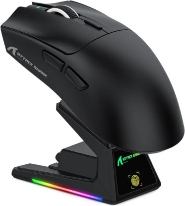 Picture of ATTACK SHARK V3 PRO Tri-Mode Wireless Gaming Mouse - Black, with RGB Charging Dock