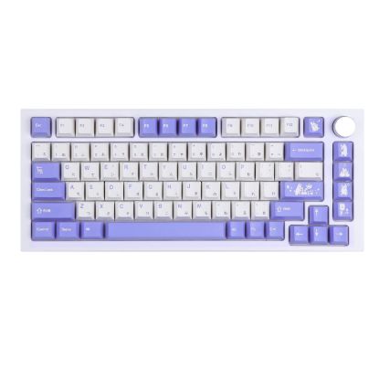 صورة لوحة مفاتيح ميكانيكية ATTACK SHARK X85 بمقاس 75% ثلاثية الأوضاع - أبيض وبنفسجي، مفاتيح White Jade