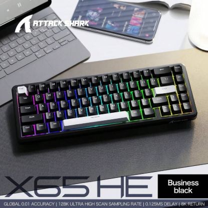 صورة لوحة مفاتيح قيمنق مغناطيسية سلكية ATTACK SHARK X65 HE بمقاس 65% - لون Starry Black