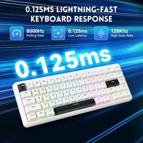 Picture of ATTACK SHARK X65 HE 65% Wired Magnetic Gaming Keyboard - White