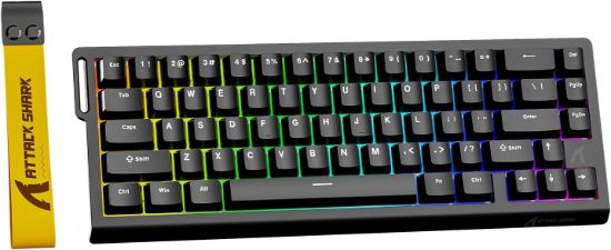 صورة لوحة مفاتيح قيمنق مغناطيسية سلكية ATTACK SHARK X68 HE بمقاس 65% - لون Black Contours