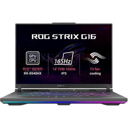 Picture of ASUS ROG Strix G16 (2025) G614PR - 9th Gen AMD Ryzen 9 8940HX (16-Core), NVIDIA RTX 5070 Ti 12GB GDDR7, 16" WUXGA IPS 165Hz Display, Gray