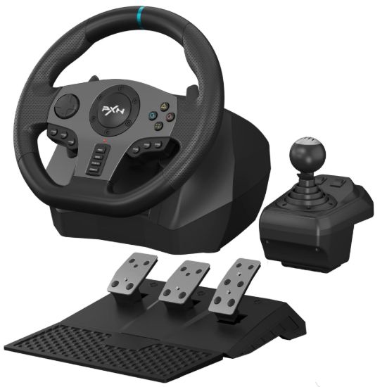 Picture of PXN V9 Universal Racing Wheel - 3-Pedal USB Steering Wheel for PC, PlayStation, Xbox