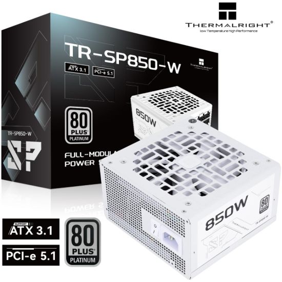 صورة مزود طاقة Thermalright SP-850-W بلاتينيوم بقدرة 850W معياري بالكامل بشهادة 80 Plus Platinum - ATX 3.1 (PCIe 5.1)، مروحة ذكية، لون أبيض