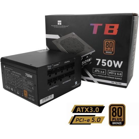 صورة مزود طاقة Thermalright TB-750 برونز بقدرة 750W بكابل ثابت بشهادة 80 Plus Bronze - ATX 3.1 (PCIe 5.1)، مروحة ذكية