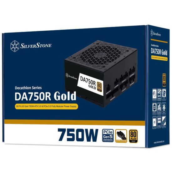صورة مزود طاقة SilverStone DA750R جولد بقدرة 750W معياري بالكامل بشهادة 80 Plus Gold - ATX 3.1، موصل PCIe 5.1 (12V-2x6)