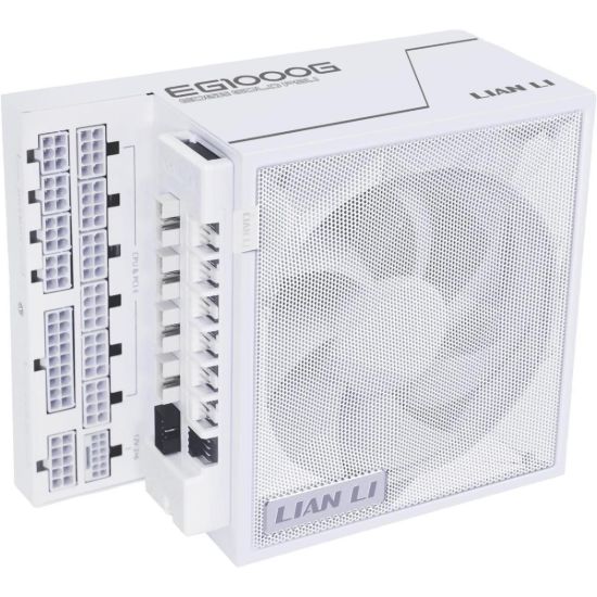 Picture of Lian Li Edge EG1200G 1200W Gold (White) ATX 3.1 PCIe 5.1 (12V-2x6) 80 Plus Gold Full Modular Power Supply - Braided-Sleeved Cables, Detachable USB Hub w/ 4 Internal USB 2.0 Headers & 6 PWM Headers
