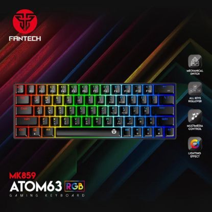 Picture of FANTECH ATOM63 MK859 Wired RGB 60% Modular Mechanical Gaming Keyboard - Detachable Type-C, Red Switch, Black (Arabic Layout)