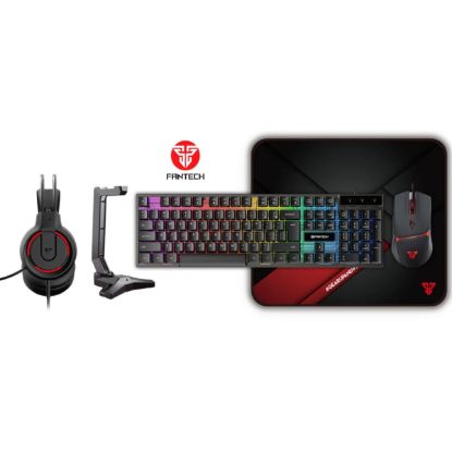 Picture of FANTECH P51 Power Bundle 5-in-1 Gaming Set Combo (Wired, Black) - Keyboard + Mouse + Headset + Mouse Pad + Headset Stand