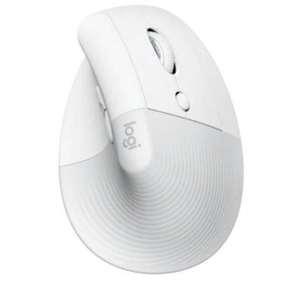 Picture of Logitech Lift Vertical Ergonomic Advanced Optical Wireless Mouse (2.4GHz & Bluetooth) - Off White, Quiet Clicks, 6 Buttons