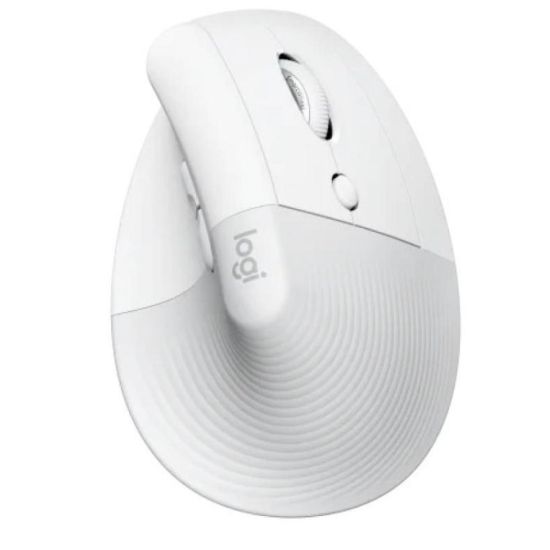 Picture of Logitech Lift Vertical Ergonomic Advanced Optical Wireless Mouse (2.4GHz & Bluetooth) - Off White, Quiet Clicks, 6 Buttons