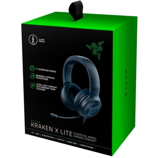 Picture of Razer Kraken X Lite Lightweight Wired Gaming Headset (3.5mm) - 7.1 Surround Sound, Bendable Noise-Cancelling Mic, Multi-Platform PC/PS4/Xbox/Nintendo
