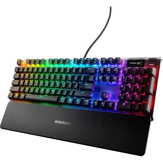 Picture of SteelSeries Apex Pro Full-Size RGB Mechanical Gaming Keyboard - OLED Smart Display, OmniPoint Adjustable Switches, World's Fastest Mechanical Switches