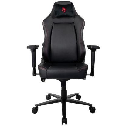 Picture of Arozzi Primo Premium PU Leather Gaming Chair - Recliner, Swivel, Tilt, Rocker, Adjustable Height, 4D Armrests, Neck Pillow, Built-in Lumbar Adjustment, Black with Red Accents